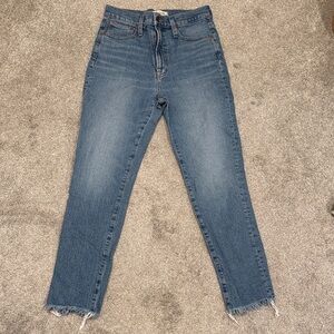Madewell “Perfect Vintage” Frayed Hem Blue Cropped Jeans